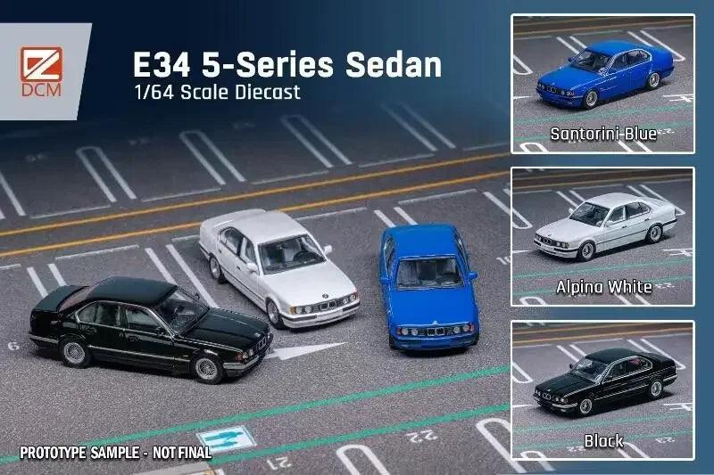 DCM 1:64 E34 5-Series Sedan Black / White / Blue limited500 Diecast Model Car - YOURISHOP.COM