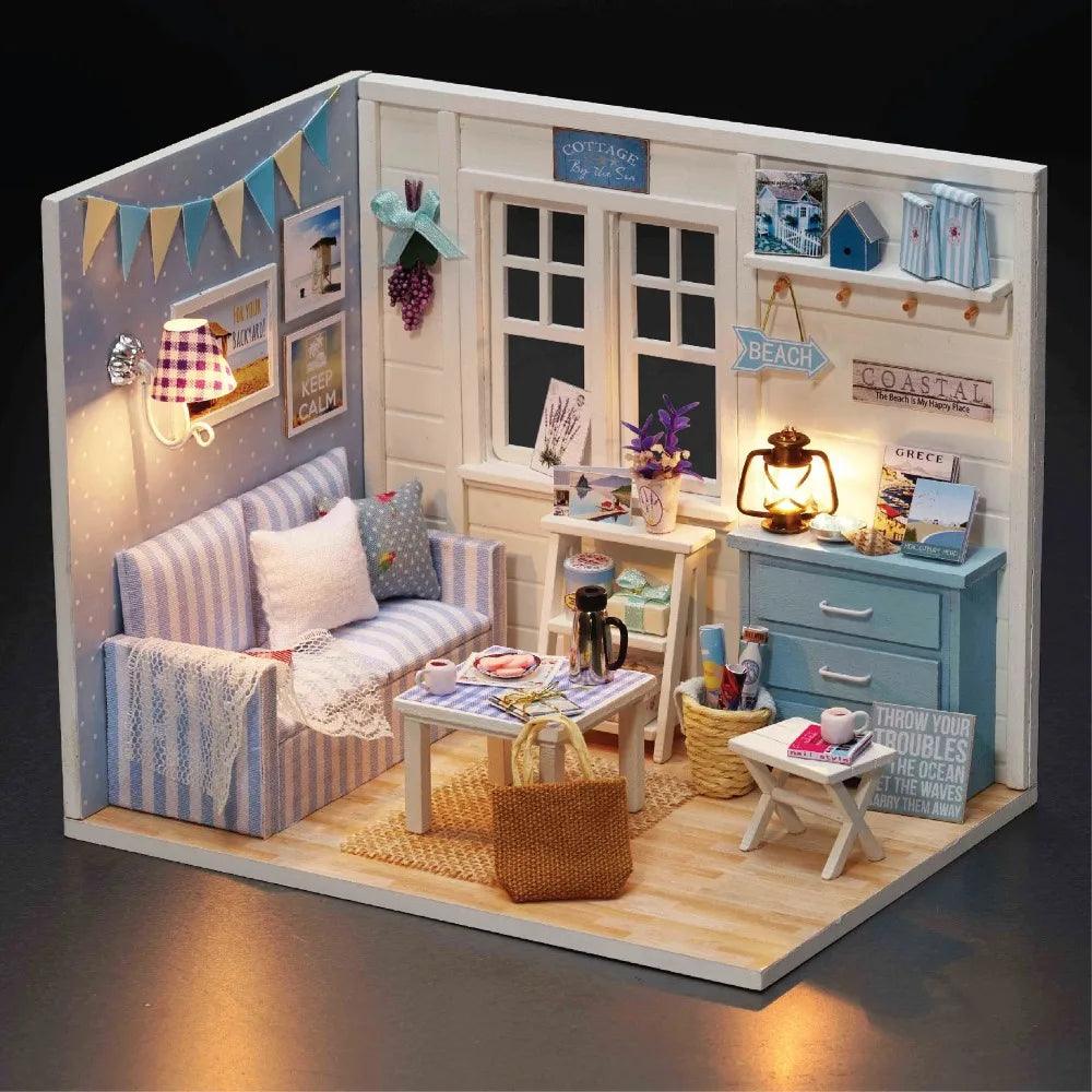 Diy Dollhouse Wooden Miniatures Doll House Furniture LED Lights House Building Kit Toys for Children Birthday Gifts - YOURISHOP.COM