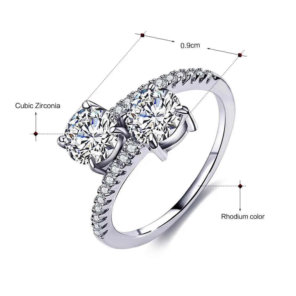 DreamCarnival 1989 Luxury Sparkling CZ Wedding Ring Band Elegant Drop Shipping Rhodium Color Twisted Mujeres Anillos SJ35692R - YOURISHOP.COM