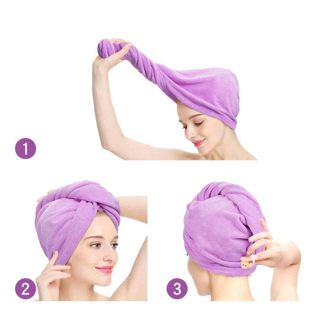 Drying Hair Towel Dry Hair Cap Microfiber Hair Drying Wrap Strong Water Absorbent Triangle Shower Hat Wiping Hair Towel Tool - YOURISHOP.COM