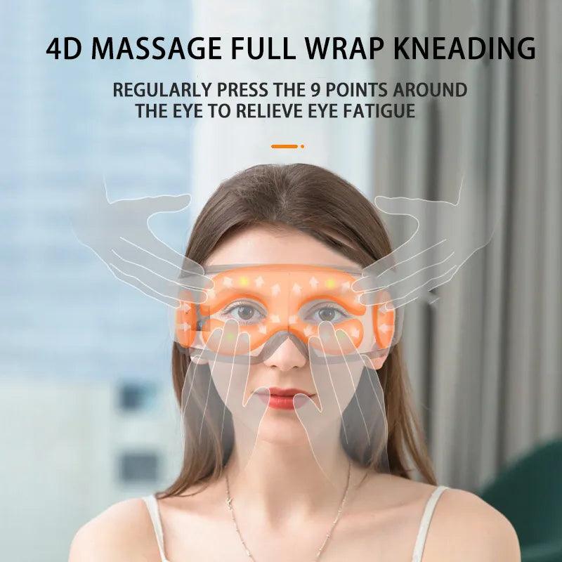 Eye Massager 4D Smart Airbag Vibration Eye Care Instrument Hot Compress Bluetooth Eye Massage Glasses Fatigue Pouch & Wrinkle - YOURISHOP.COM
