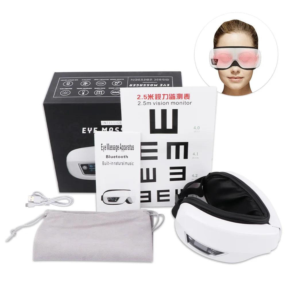 Eye Massager 6D Smart Airbag Vibration Eye Care Instrument Hot Compress Bluetooth Eye Massage Glasses Fatigue Pouch & Wrinkle - YOURISHOP.COM