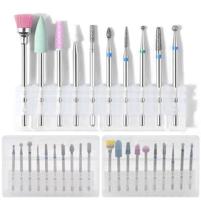 FAYLISVOW Nail Drill Electric Apparatus for Manicure 10pcs Milling Cutters Drill Bits Set Gel Cuticle Remover Pedicure Machine - YOURISHOP.COM