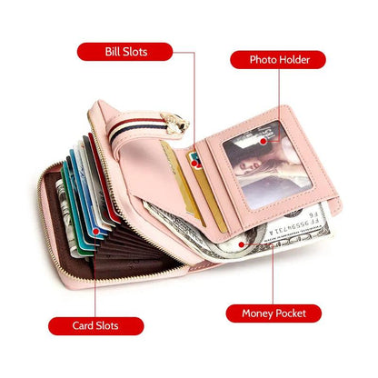 FOXER Card Holder Split Leather Women Wallet Designer Coin Purse Lady Zipper Wallet High Quality Cute Short Wallets With Pendant - YOURISHOP.COM