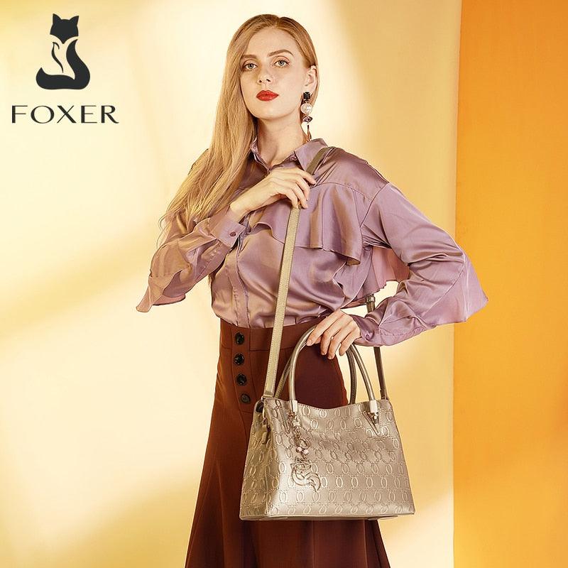 FOXER Women's Crossbody Shoulder Bags Female Split Leather Handbags Fashion Ladies Totes Top Handle Purse All-match Office Bag - YOURISHOP.COM