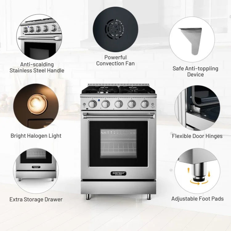 Freestanding Natural Gas Range with 4 Burners Cooktop 58279643, 24", 3.73 Cu.Ft. - YOURISHOP.COM