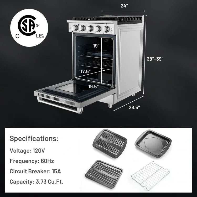 Freestanding Natural Gas Range with 4 Burners Cooktop 58279643, 24", 3.73 Cu.Ft. - YOURISHOP.COM