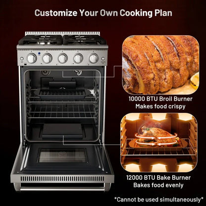 Freestanding Natural Gas Range with 4 Burners Cooktop 58279643, 24", 3.73 Cu.Ft. - YOURISHOP.COM