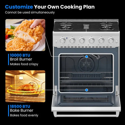 Freestanding Natural Gas Range with 5 Burners Cooktop 56318479, 30", 4.55 cu.ft. - YOURISHOP.COM