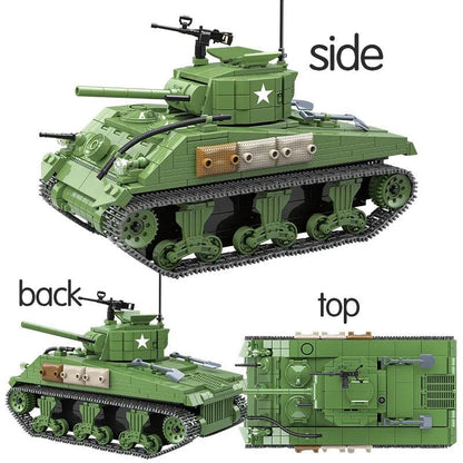 Gulogulo Military Sherman M4A1 Tank WW2 Building Blocks Police Soldier Tanks Bricks Assembly Boys Children Toys Birthday Gifts - YOURISHOP.COM