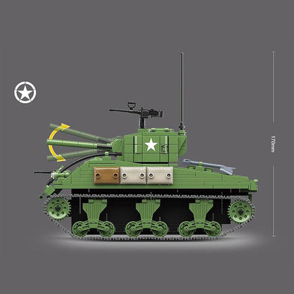 Gulogulo Military Sherman M4A1 Tank WW2 Building Blocks Police Soldier Tanks Bricks Assembly Boys Children Toys Birthday Gifts - YOURISHOP.COM