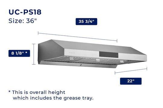 HAUSLANE Range Hood UC-PS18 | Ducted Under Cabinet | 30" or 36" | 860 CFM - YOURISHOP.COM