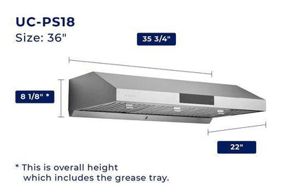 HAUSLANE Range Hood UC-PS18 | Ducted Under Cabinet | 30" or 36" | 860 CFM - YOURISHOP.COM