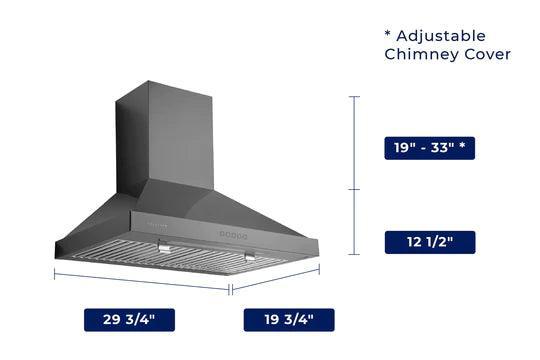Hauslane WM-590BSS, Range Hood, Wall Mount, Stainless Steel, 30" or 36", 860CFM - YOURISHOP.COM