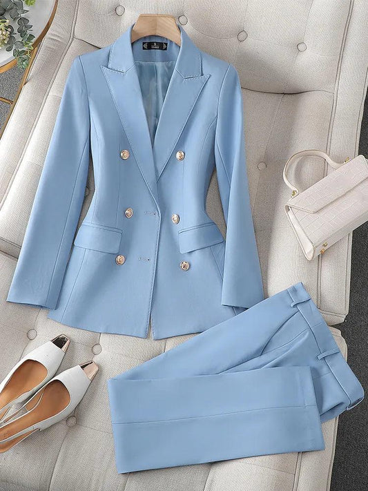High Quality Office Ladies Pant Suit Solid Color Women Business Work Wear Blazer Jacket And Trouser Female Formal Sets - YOURISHOP.COM