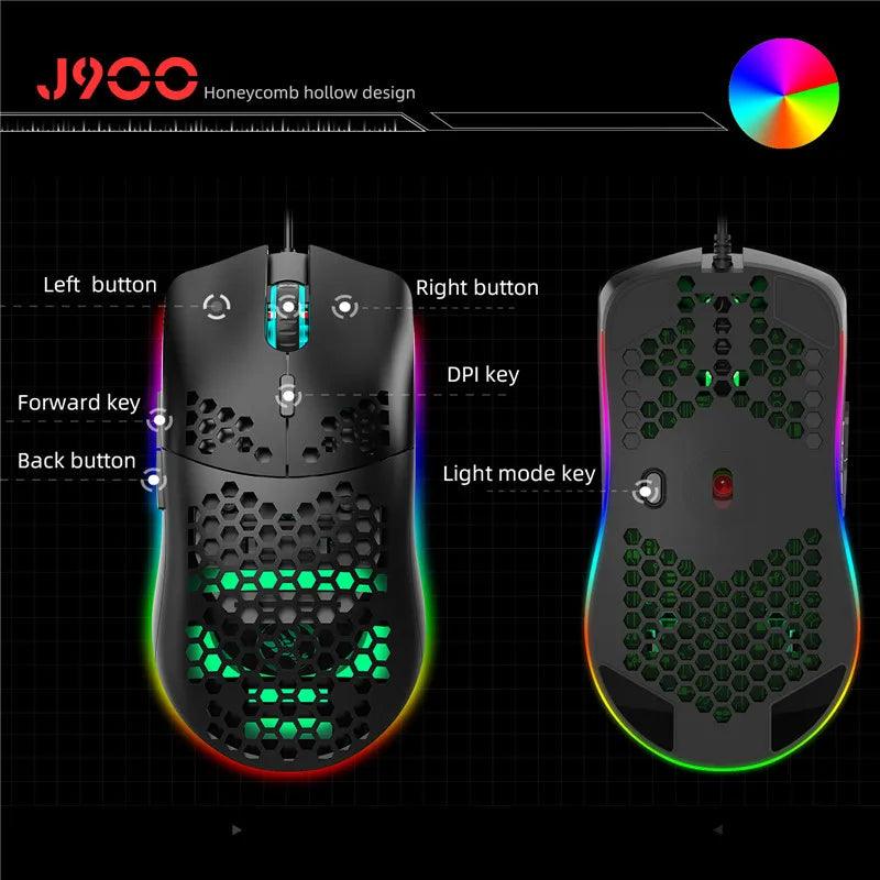 Highend Lightweight USB Wired Gaming Mouse RGB Mice 6400 DPI Honeycomb Hollow For Computer Laptop White Black Macro Programming - YOURISHOP.COM