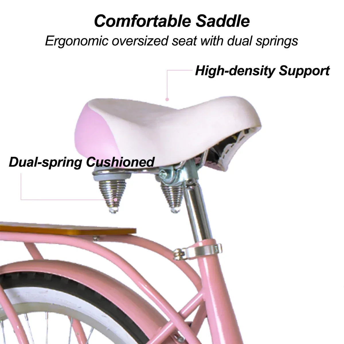 Hiland 26 Inch Beach Bike for Women, Single Speed Commuter Bicycle with Basket and Rear Cargo, Multiple Colors City Bike - YOURISHOP.COM