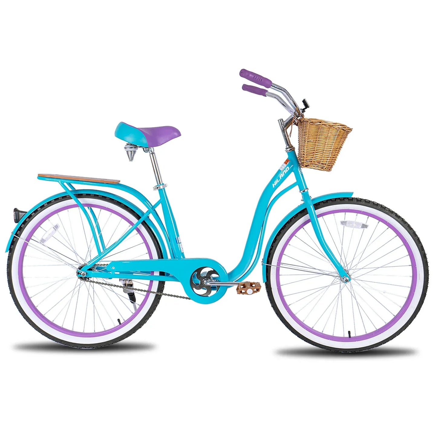 Hiland 26 Inch Beach Bike for Women, Single Speed Commuter Bicycle with Basket and Rear Cargo, Multiple Colors City Bike - YOURISHOP.COM