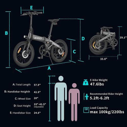 HIMO Z20: HIMO Folding Commuter E-bike, 3 Cycling Modes - YOURISHOP.COM