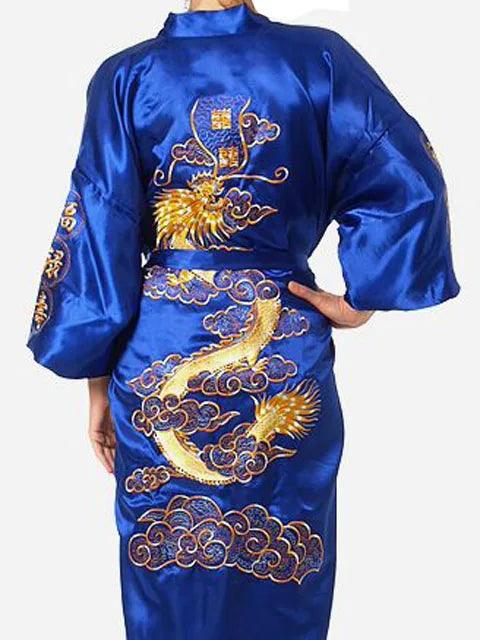 Hot Sale Burgundy Chinese Men Silk Satin Robe Novelty Traditional Embroidery Dragon Kimono Yukata Bath Gown Size M L XL XXL XXXL - YOURISHOP.COM