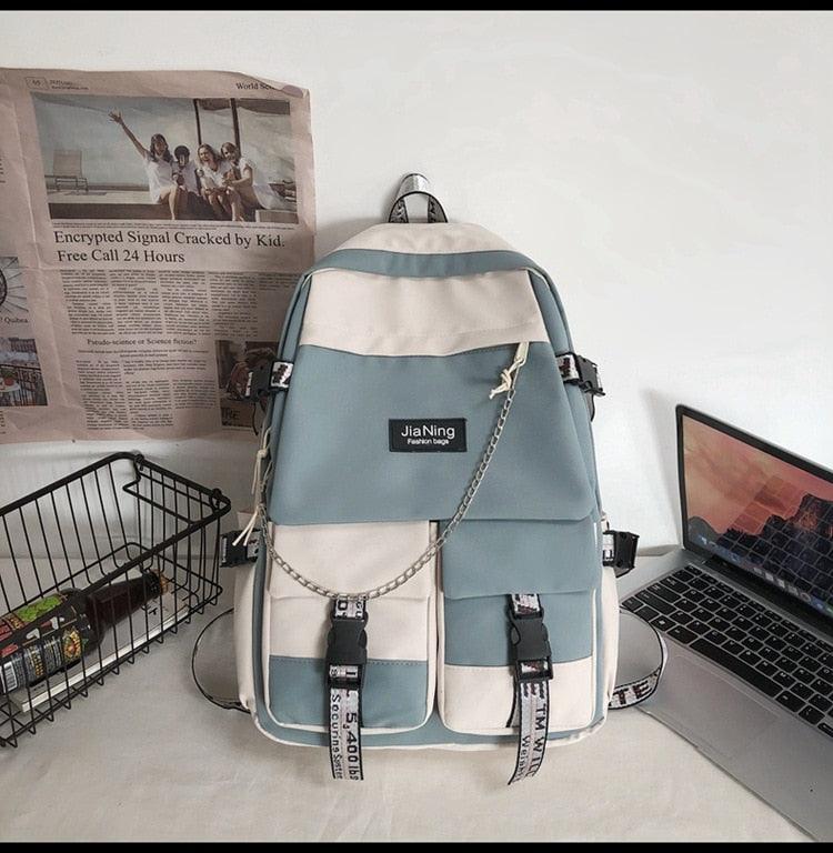Japanese Work Clothes Women's Backpack for Girls Panelled Middle High School Bags for Teens Waterproof Women Backpack Luxury New - YOURISHOP.COM
