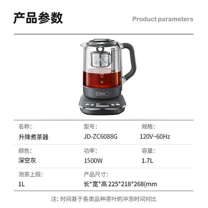 Joydeem Automatic Tea Maker JD-ZC6088G, Teapot Smart Lift Time and Temperature Control, Space Gray - YOURISHOP.COM