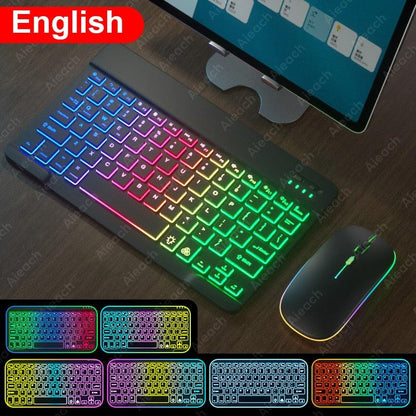 Keyboard For Tablet Android iOS Windows Wireless Mouse Keyboard Bluetooth-compatible Rainbow Backlit Keyboard For iPad Phone - YOURISHOP.COM