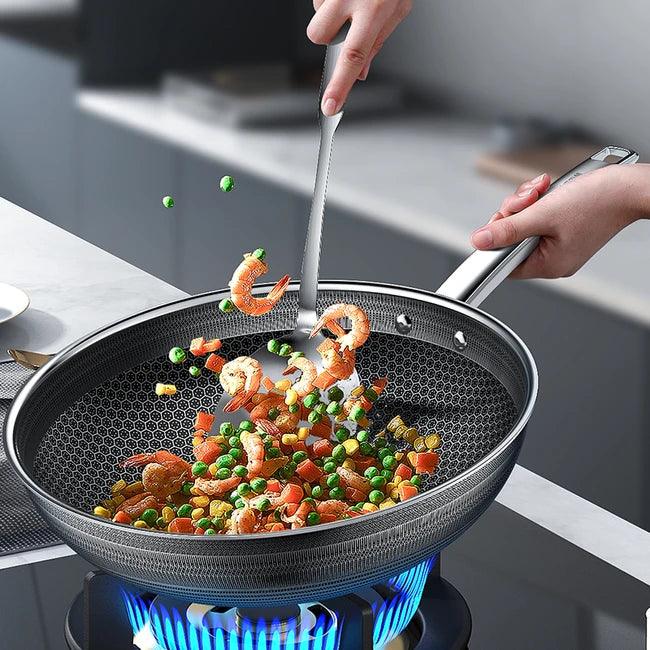 Konbach sixth generation wok non-stick antibacterial stainless steel wok,  32 cm