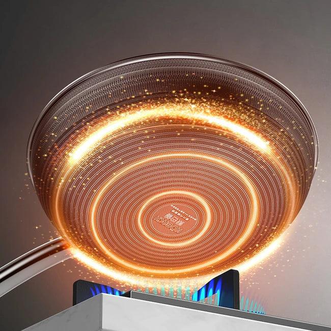 Konbach sixth generation wok non-stick antibacterial stainless steel wok, 32 cm - YOURISHOP.COM