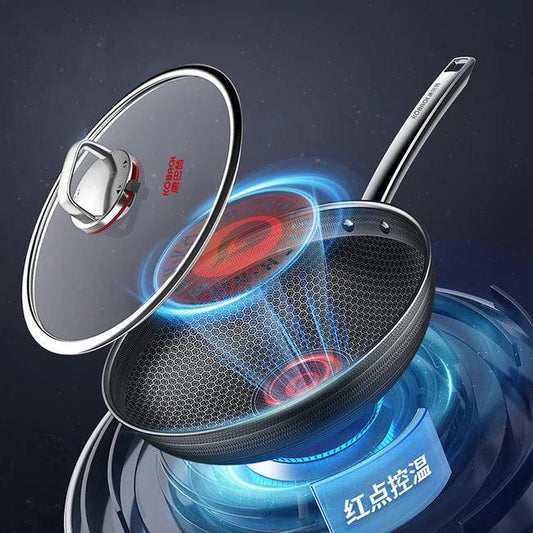 Konbach sixth generation wok non-stick antibacterial stainless steel wok, 32 cm - YOURISHOP.COM