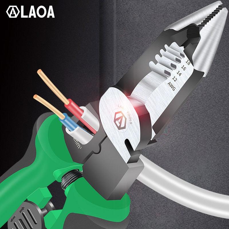 LAOA Multifunctional Electrician Pliers Long Nose Pliers Wire Stripper Cable Cutter Terminal Crimping Hand Tools - YOURISHOP.COM