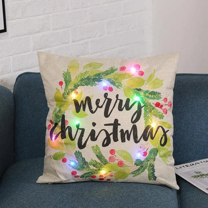 LED Christmas Pillowcase Cartoon Plant Creative Printing Luminous Cushion Cover Home Sofa Table Chair Decoration Pillow Cases - YOURISHOP.COM