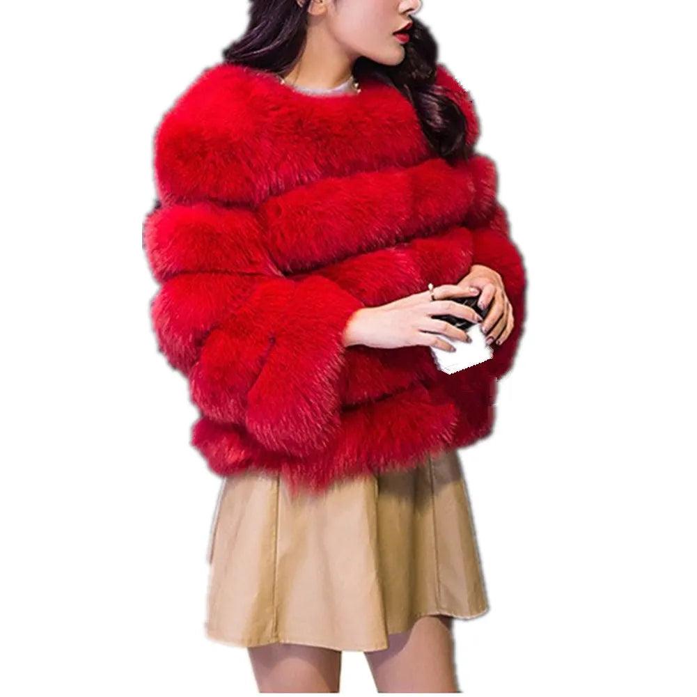 Lisa Colly New High Imitation Long Sleeves Short Fox Fur Coat Jacket Warm Winter Coat Outwear Faux Fur Coat Overcoat Furs Coat - YOURISHOP.COM