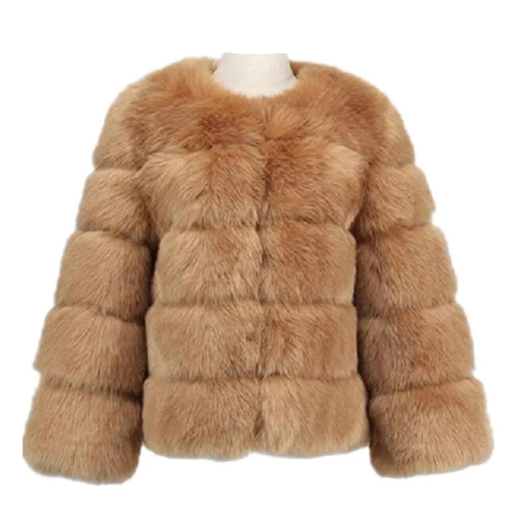 Lisa Colly New High Imitation Long Sleeves Short Fox Fur Coat Jacket Warm Winter Coat Outwear Faux Fur Coat Overcoat Furs Coat - YOURISHOP.COM