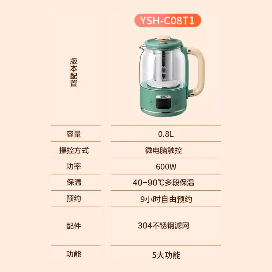 [Little raccoon YSH-C08T1] multifunctional glass health pot| kettle flower teapot| 800ml| retro green - YOURISHOP.COM