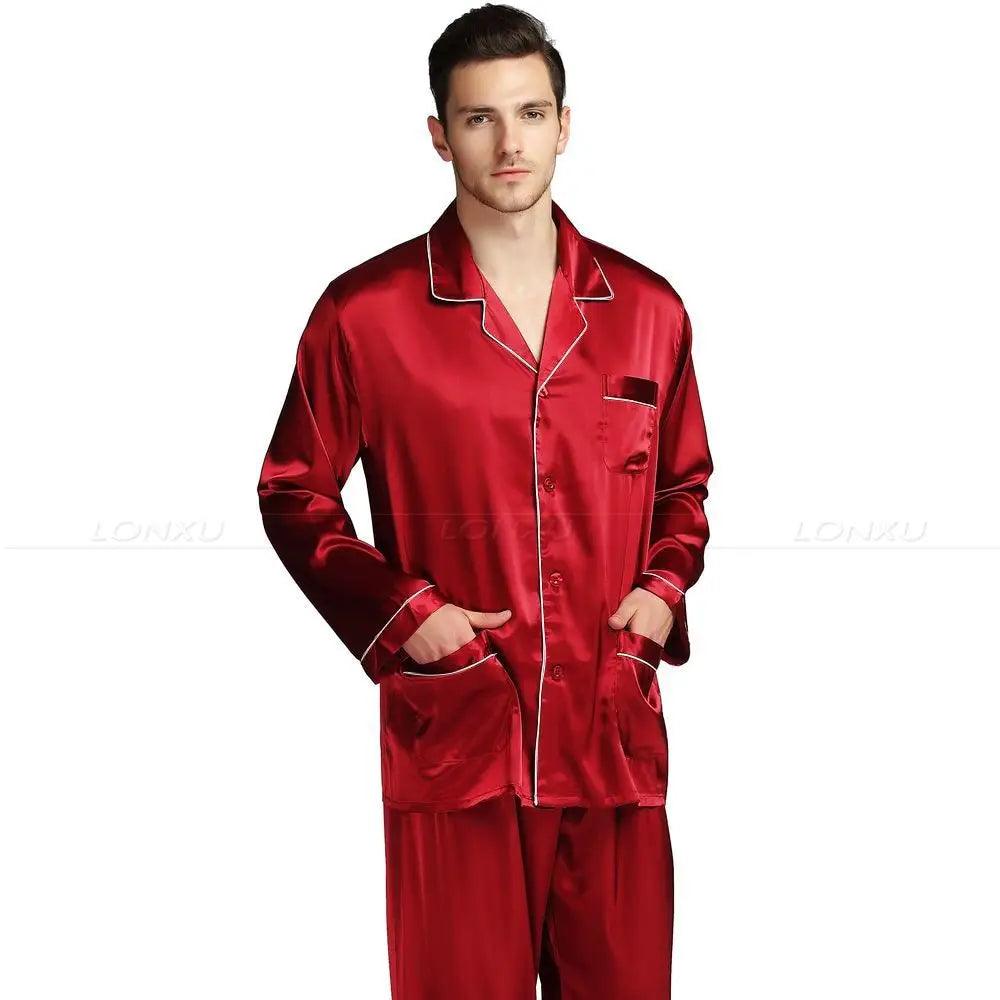 Mens Silk Satin Pajamas Pyjamas Set Sleepwear Set Loungewear U.S. S,M,L,XL,XXL,XXXL,4XL__Fits All Seasons - YOURISHOP.COM