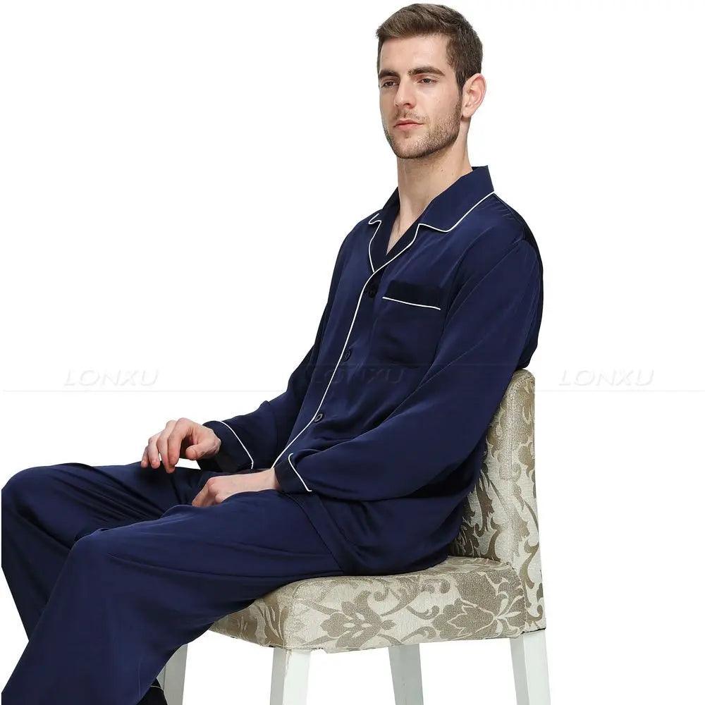 Mens Silk Satin Pajamas Pyjamas Set Sleepwear Set Loungewear U.S. S,M,L,XL,XXL,XXXL,4XL__Fits All Seasons - YOURISHOP.COM