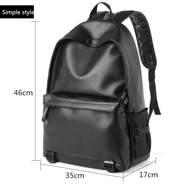 New Fashion Men Leather Backpack Black School Bags for Teenager Boys 15.6 Inch Laptop Backpacks Mochila Masculina High Quality - YOURISHOP.COM