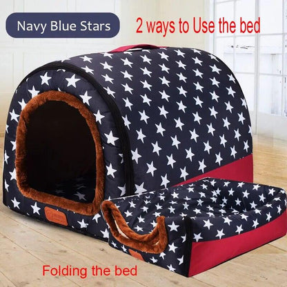 New Warm Dog House Comfortable Print Stars Kennel Mat For Pet Puppy Top Quality Foldable Cat Sleeping Bed cama para cachorro - YOURISHOP.COM