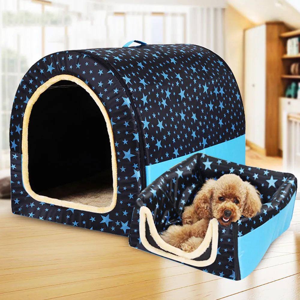 New Warm Dog House Comfortable Print Stars Kennel Mat For Pet Puppy Top Quality Foldable Cat Sleeping Bed cama para cachorro - YOURISHOP.COM