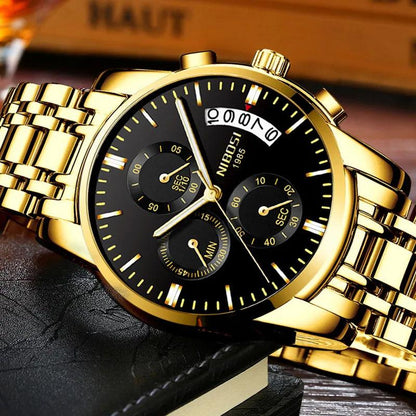 NIBOSI Mens Watches Luxury Brand Military Sport Gold Watch Men Business Wristwatch Chronograph Quartz Watch Relogio Masculino - YOURISHOP.COM