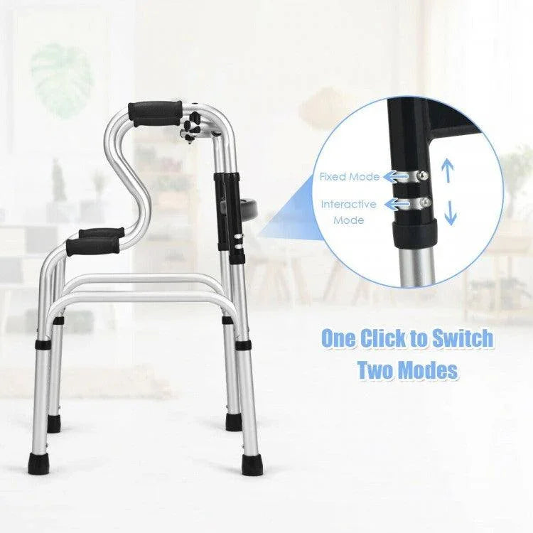 One-Button Folding Aluminum Walking Frame Walker 75903461 - YOURISHOP.COM