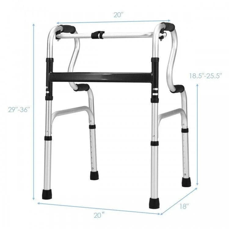 One-Button Folding Aluminum Walking Frame Walker 75903461 - YOURISHOP.COM