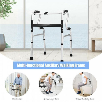 One-Button Folding Aluminum Walking Frame Walker 75903461 - YOURISHOP.COM