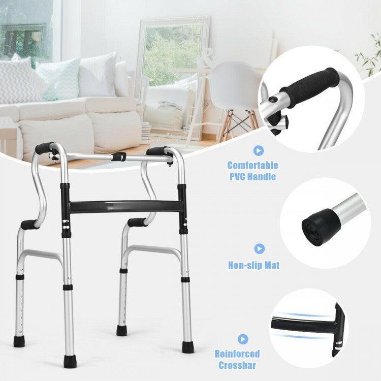 One-Button Folding Aluminum Walking Frame Walker 75903461 - YOURISHOP.COM