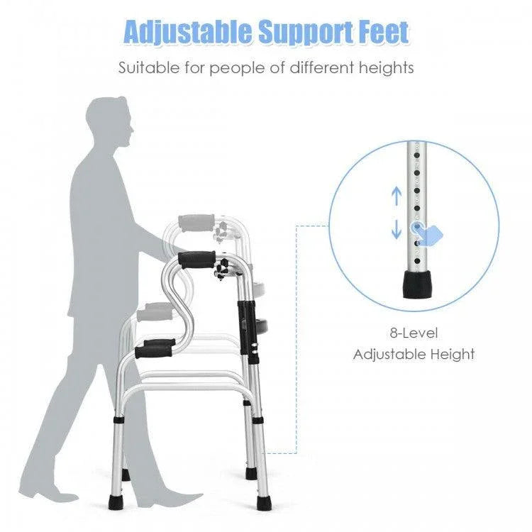 One-Button Folding Aluminum Walking Frame Walker 75903461 - YOURISHOP.COM