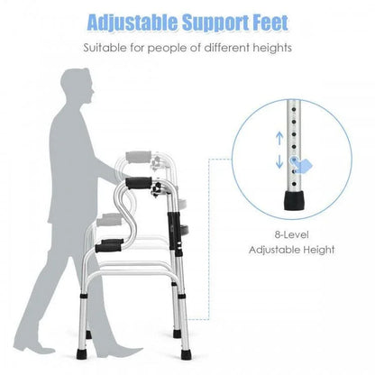 One-Button Folding Aluminum Walking Frame Walker 75903461 - YOURISHOP.COM