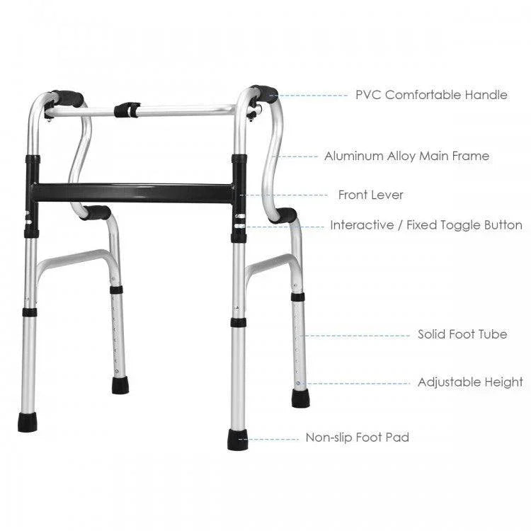 One-Button Folding Aluminum Walking Frame Walker 75903461 - YOURISHOP.COM