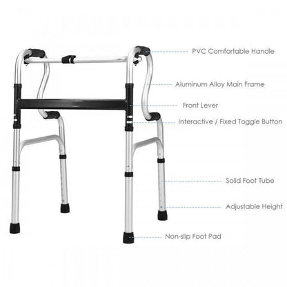 One-Button Folding Aluminum Walking Frame Walker 75903461 - YOURISHOP.COM