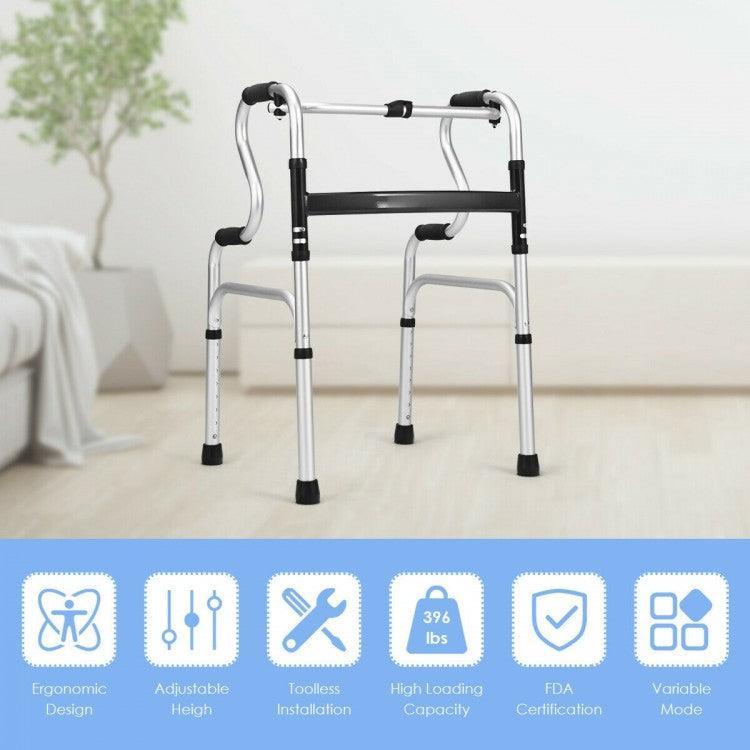 One-Button Folding Aluminum Walking Frame Walker 75903461 - YOURISHOP.COM